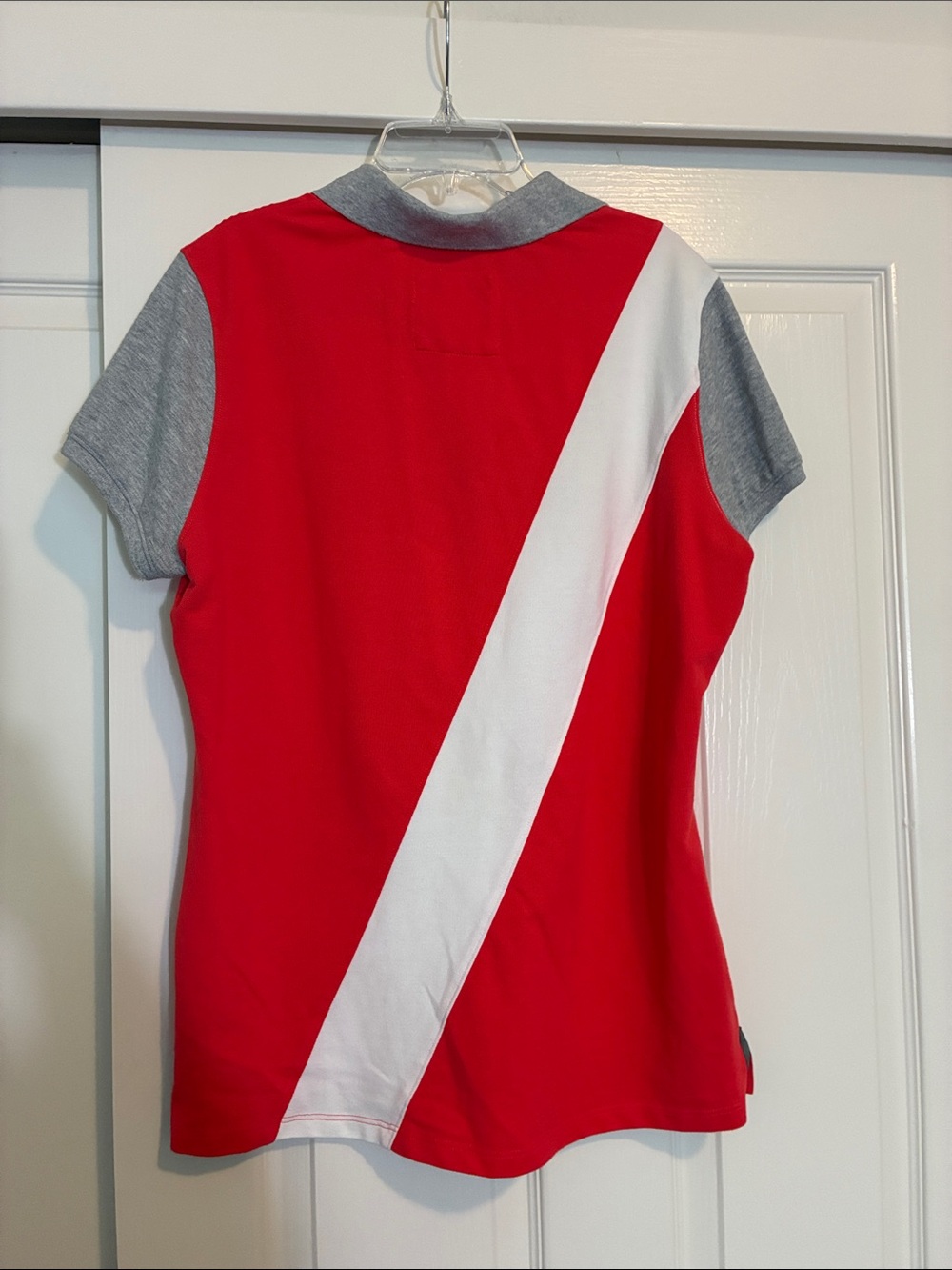Ariat Red Polo with White Diagonal Stripe and Gray Accents - Picture 4 of 4